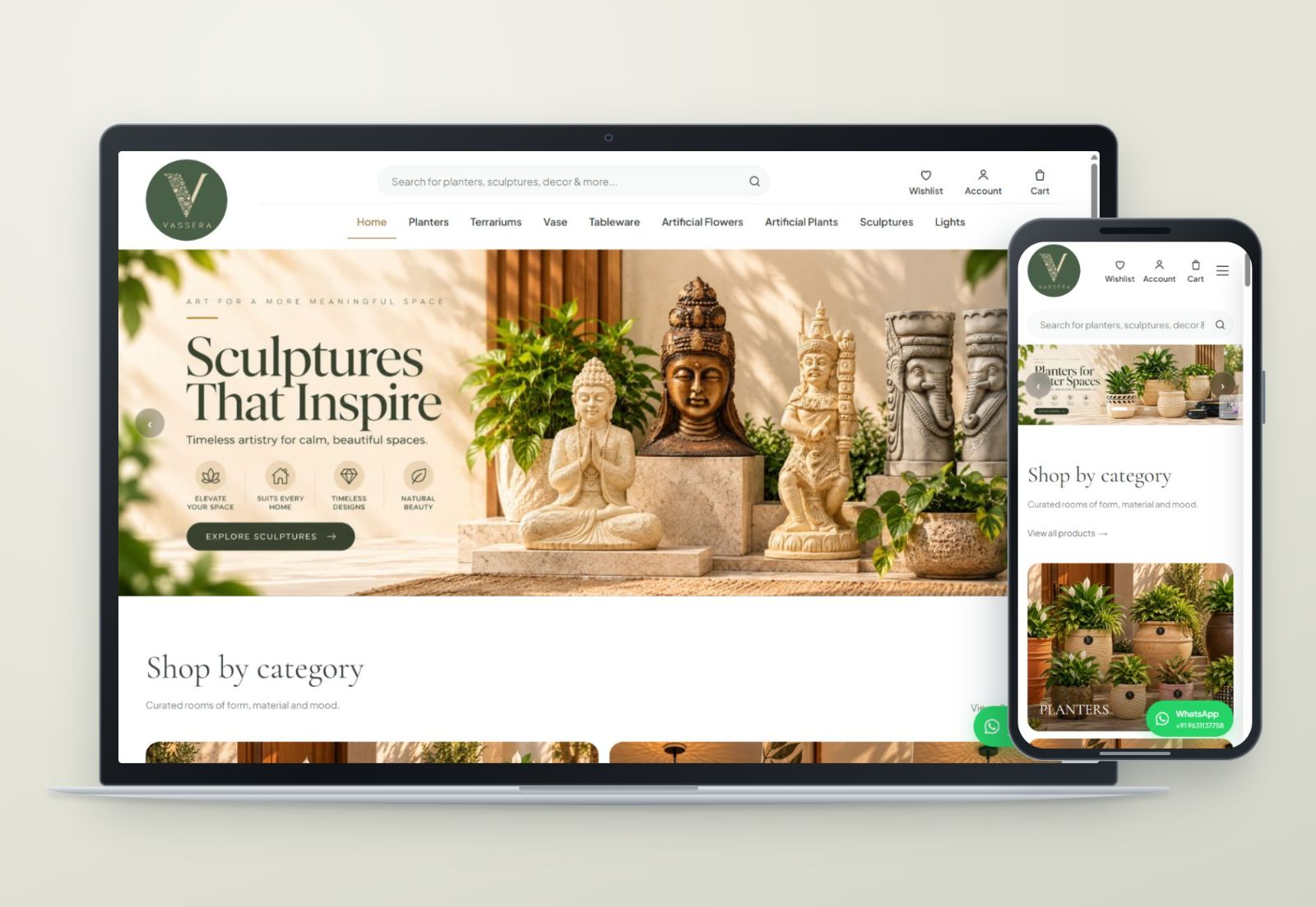 Studio Vassera website shown on a laptop and phone