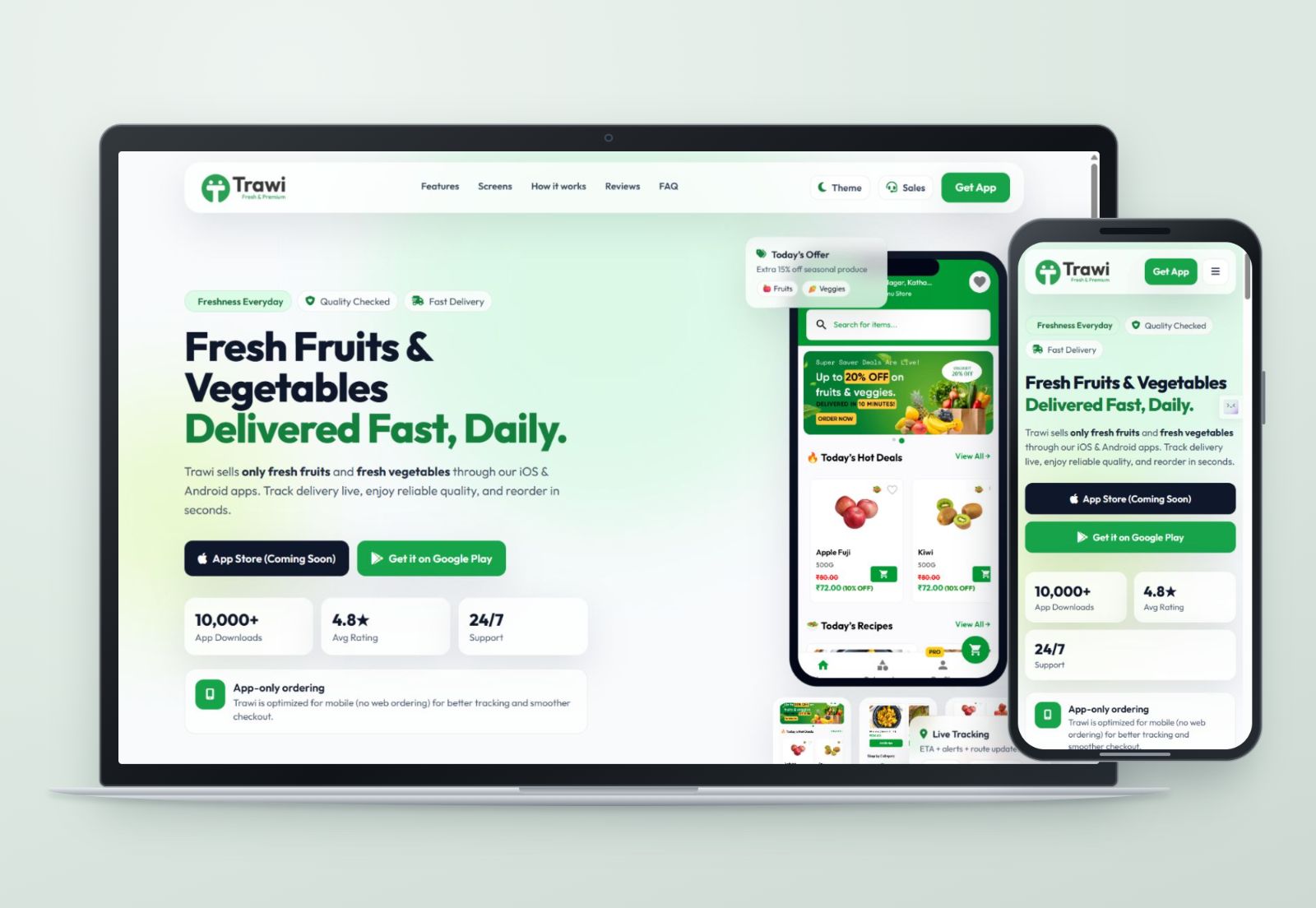 Trawi website shown on a laptop and phone